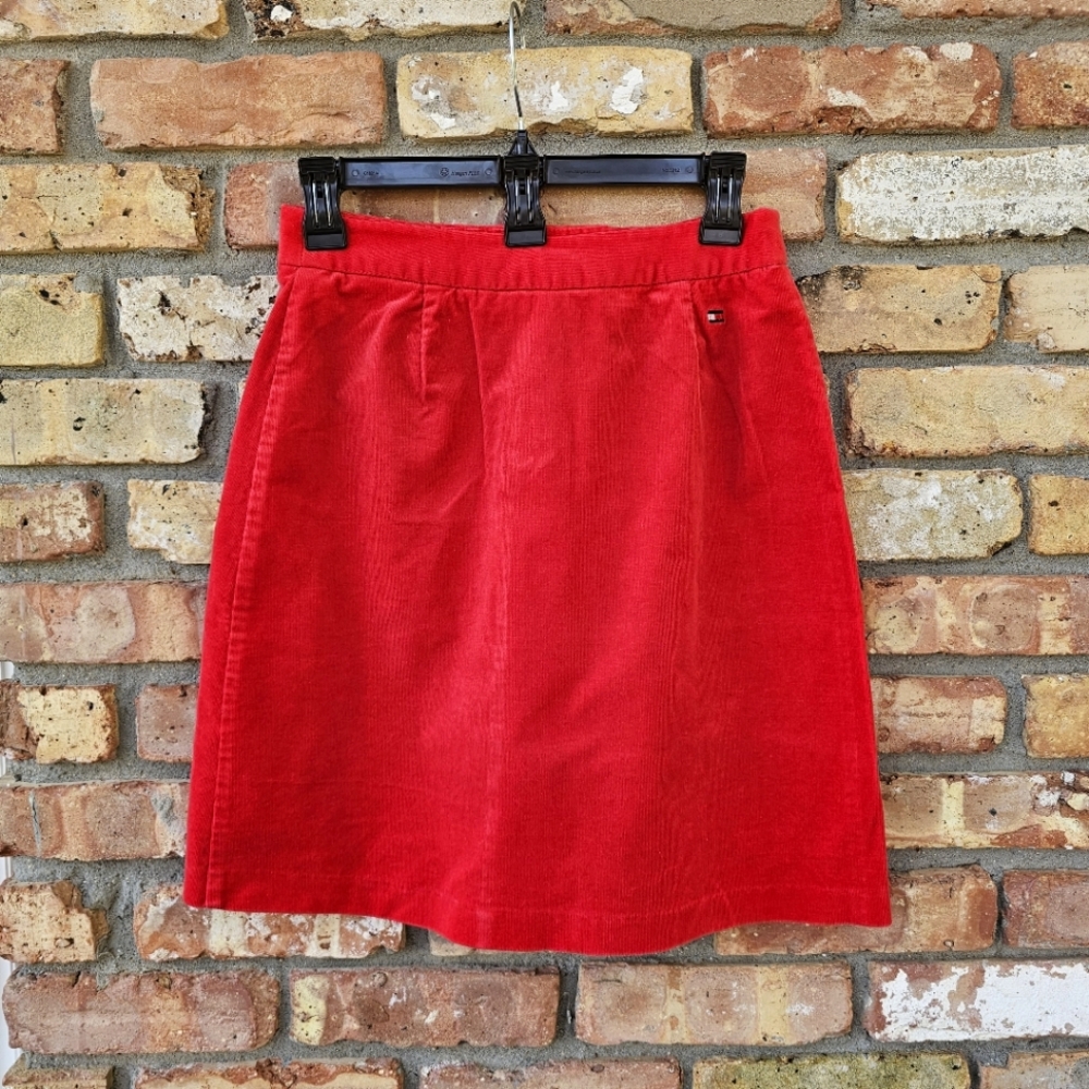 Vintage Corduroy Tommy Hilfiger Cherry Red Mini Skirt